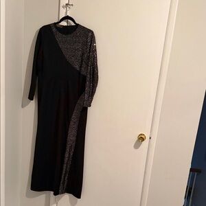 black and silver modest dress